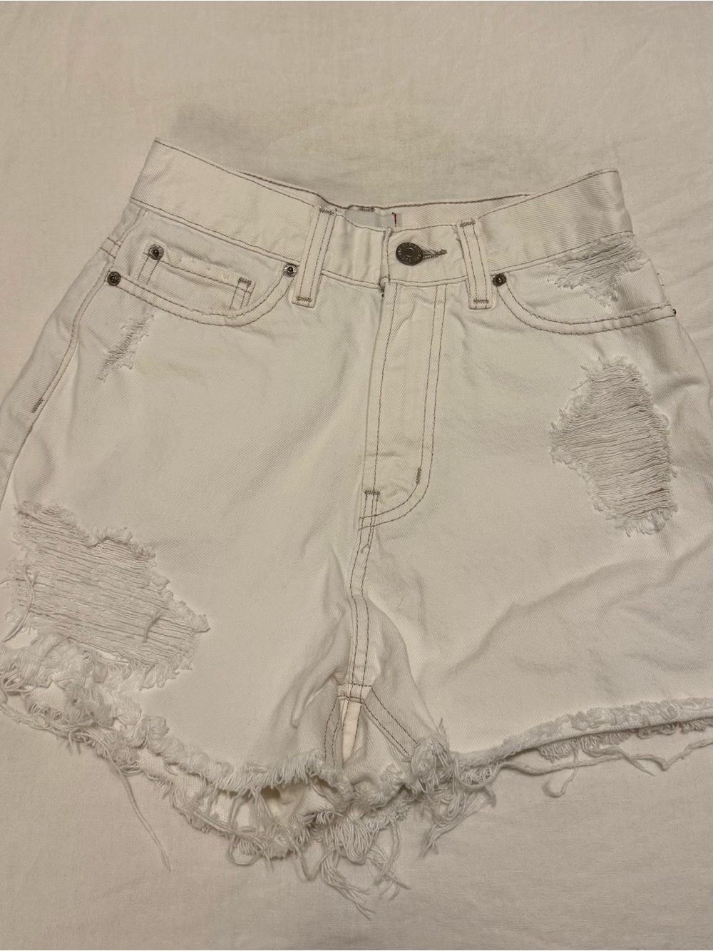 BDG White Distressed Denim Shorts Size 25